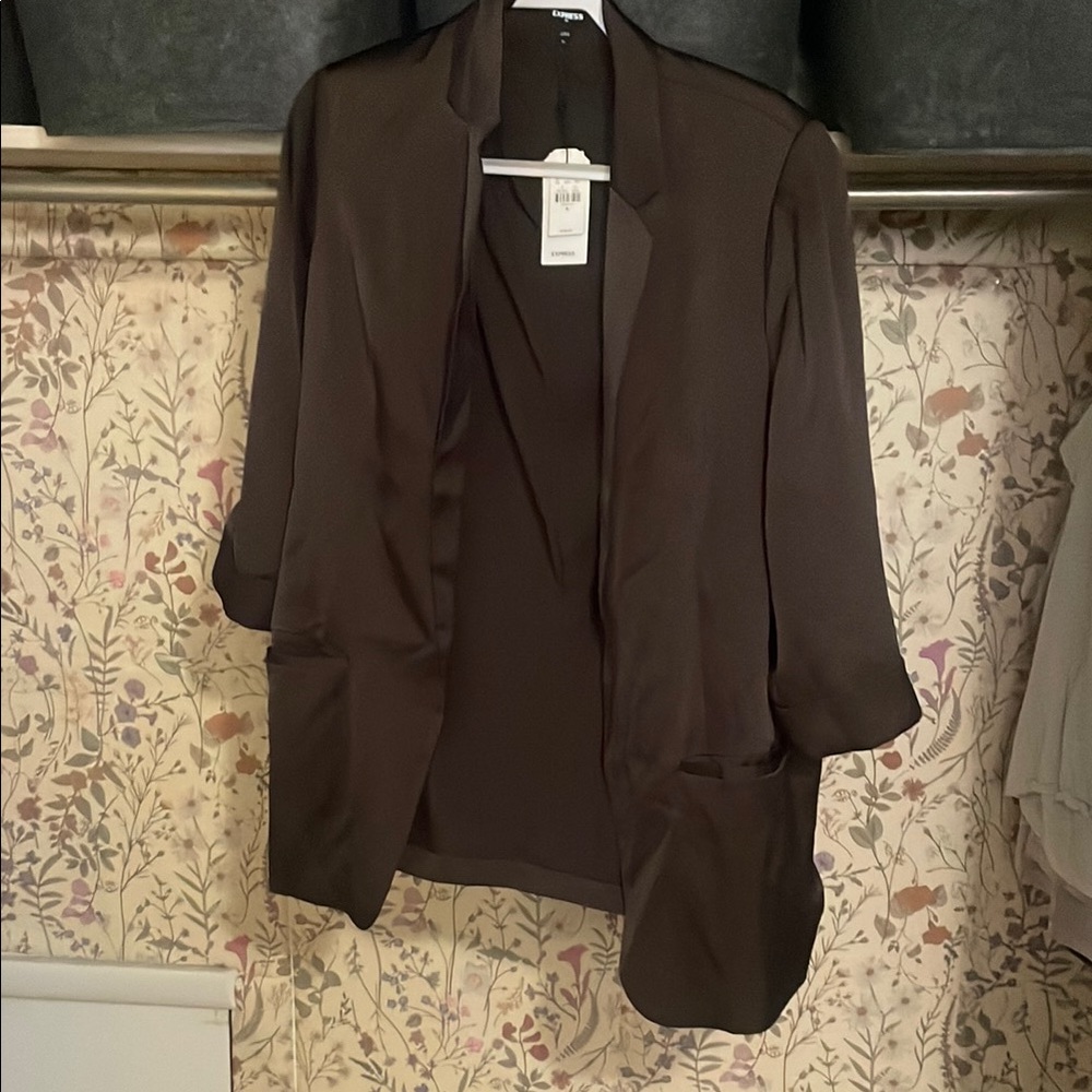 Express Brown Blazer Classic Suit Jacket